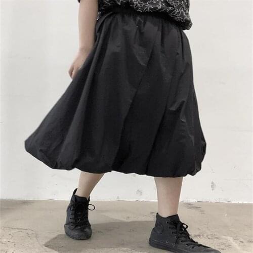 Big mountain print dark design cloud skirt womens new black pleated skirt in summer 2021