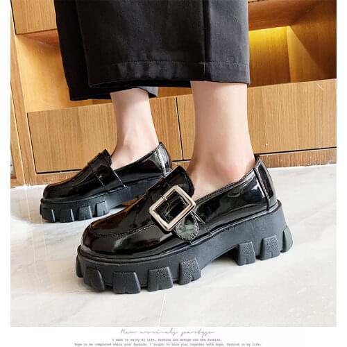 Womens Leather shoes 2021 New autumn Japan platform shoes retro British wind casual shoes tide
