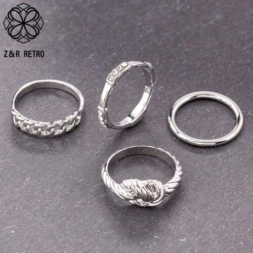 Female Vintage Decoration Accessories Gold Silver Color Simple Statement Paired Rings Set Body Jewelry For Women 2021 Wholesale
