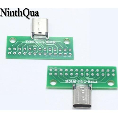 1pcs USB 3.1 Type C Connector 24 Pin Female Socket receptacle adapter to solder wire & cable 24P PCB Board