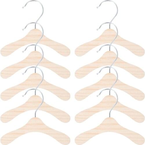 10pcs Wooden Pet Apparel Hangers Simple Pet Clothes Hangers Wooden Hangers Pet Clothes Rack Dog Clothes Rack