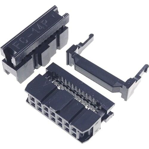 100 Pcs 0.100" 2.54mm 14 Pin dual Row IDC Connector 2 rows 14 position Rectangular Female Socket Receptacle Ribbon Cable FC-14