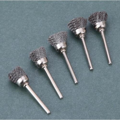 10x Stainless Steel Mini Wire Brush Brass Cup Wheel Grinding Drill Accessories