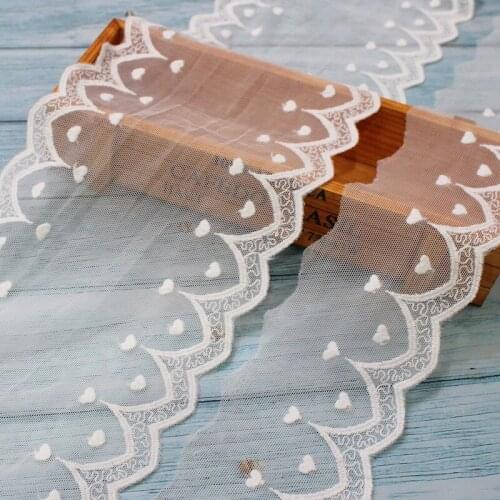 14cm Wide Peach Heart Lace Trim Home Textile ChildrenS Clothing Accessories Cotton Soft Mesh Embroidery Fabric