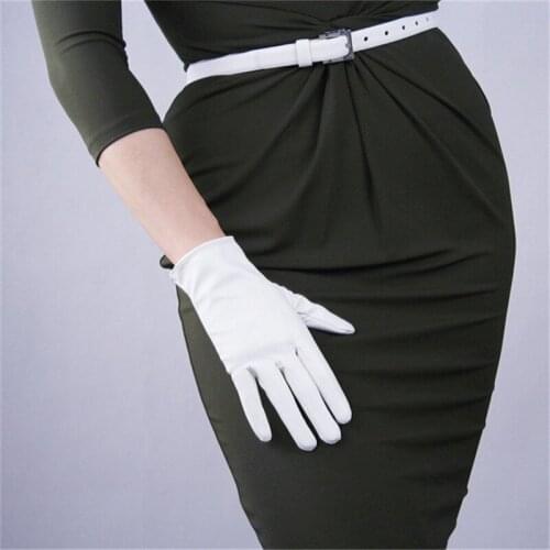 21cm Touchscreen Short Gloves Emulation Leather Mirror Patent Leather Matte leather Bright Black White Women Gloves WPU99-21
