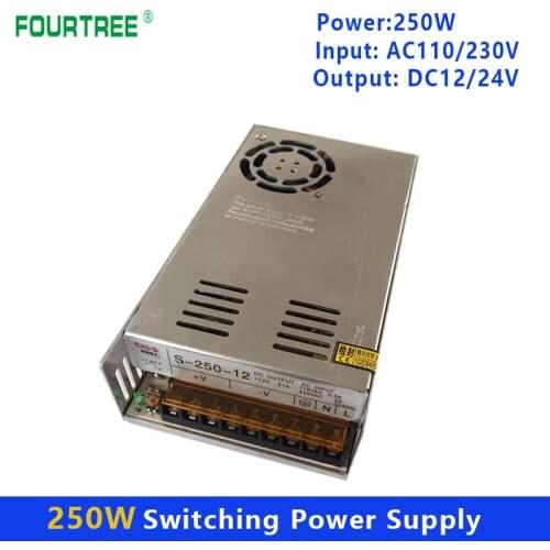 250W Switching Power Supply Light Transformer AC 110V 220V To DC 12V/20A 24V/10A Power Supply Source Adapter S-250-12V/24V