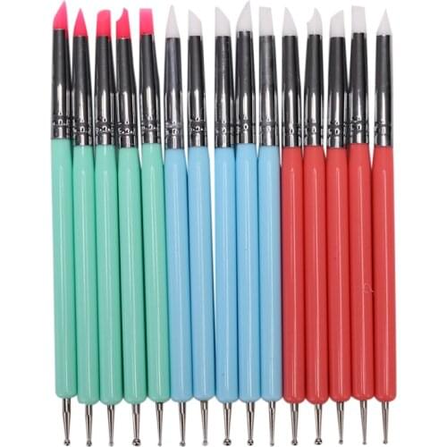 5pcs/set 2 Way Pottery Clay Ball Styluses Tools Polymer Clay Sculpture Tool Nail Art Carving Tools Silicone Shapers Dotting Tool