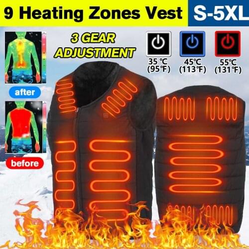 9Heated Zones Electric Heated Vest Jackets sneakers Insoles Men Womens For Camping Heated Coat Graphene USB Heating Jacket Coat