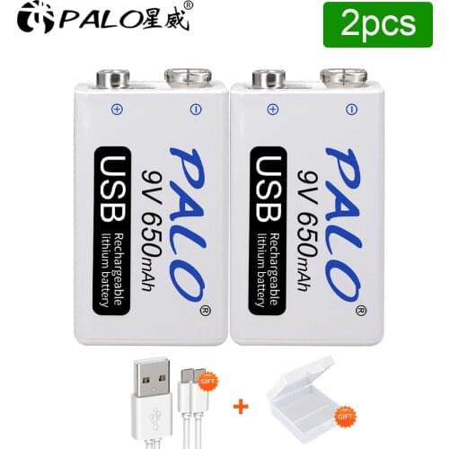 PALO 9v 650mah battery USB 9v li-ion lithium battery rechargeable battery 6f22 battery for mricophone Microphone Remote