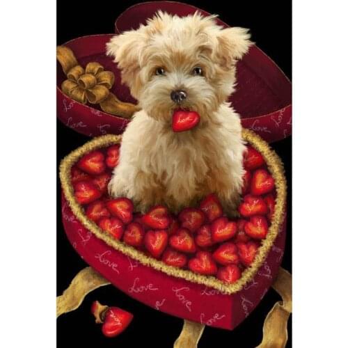 5d diy diamond Painting Love Heart Dog chocolate Full Drill Diamond embroidery Cross Stitch Mosaic Craft Kit Home Decor Gift