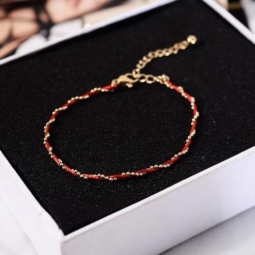 YUN RUO Fortunate Red Line Bracelet Woman Gift Rose Gold Color Fashion Titainum Steel Jewelry Never Fade Drop Shipping 2019