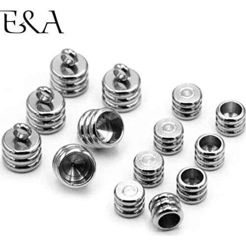 30pieces Stainless Steel Mirror Finish End Cap Beads for Leather Cord Bracelet Jewelry Making Accessories Never Fade