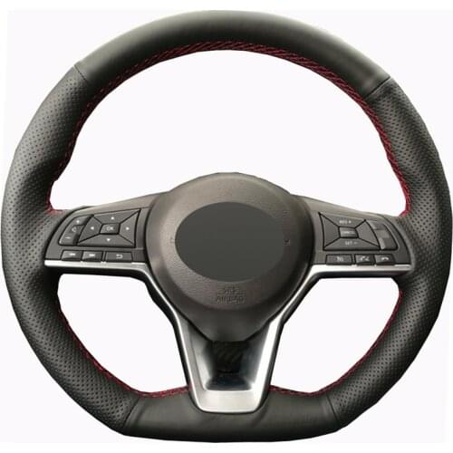 Black Faux Leather Steering Wheel Cover for Nissan X-Trail Qashqai 2017-2019 Rogue (Sport) Kicks Micra 2017-2019 Leaf 2018-2019