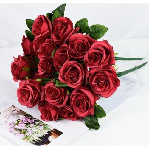 1 Bouquet 10 Heads Silk Artificial Rose Flowers For Home Living Room Wedding Party Decoration Vase Decor Valentines Day Gifts