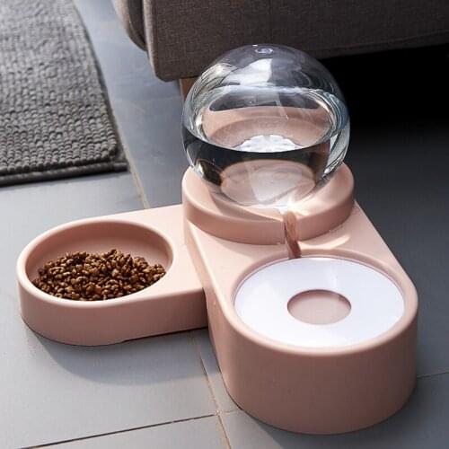 Dog Bowl Double Food Dispenser Bowl Automatic Drinking Universal Dog Cat Water Food Bowl Anti-overturning Rice Bowl Pet Supplies