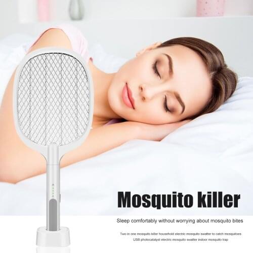 Electric Insect Racket Swatter Zapper USB 1200mAh Rechargeable Mosquito Swatter Kill Fly Bug Zapper Killer Trap