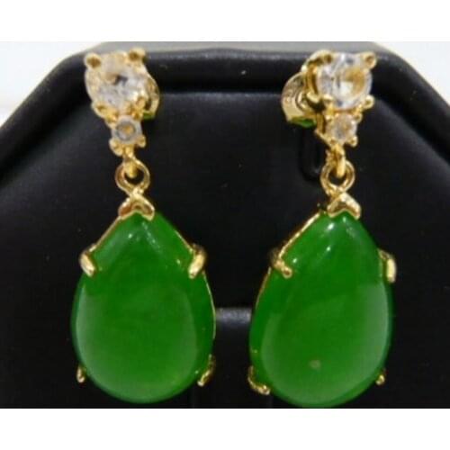 Hot Sell wholesale latest Jewelry AAA Green Natural jade FINE plated fashion earrings
