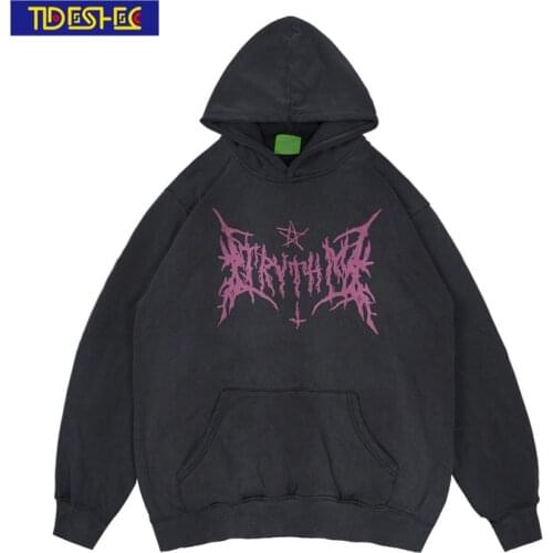 Harajuku Hoodie Gothic Letter Print Pullover 2021 Mens Autumn Hip Hop Sweater Mens Streetwear Hoodie Cotton Casual Pullover