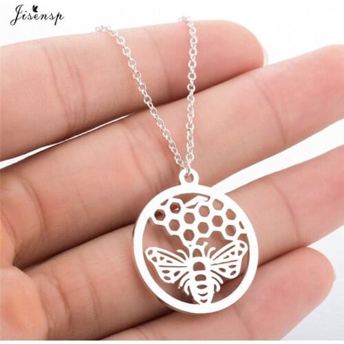 Jisensp Charm Fashion Necklaces for Women Girl Cute Honeycomb Bee Animal Pendant Choker Necklace Jewelry Prom Gift kolye