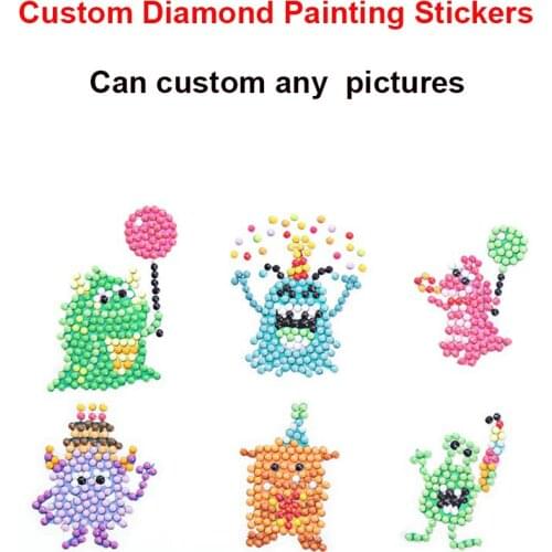 100sets/ pack Custom 5D Diamond Painting Stickers Kits DIY Diamond Arts by Number Children Education Cognitive Beginner
