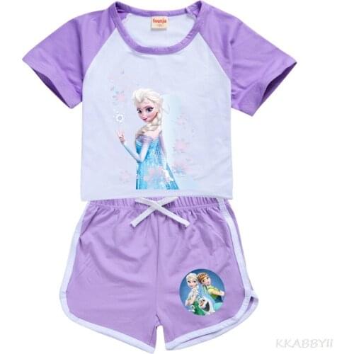 Disney Foreign Trade Classic Cartoon Frozen T - Shirt Shorts Casual Sports Suit