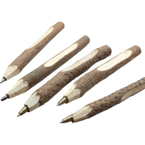 3 Pcs Retro Vintage Wooden Ballpoint Pen Natural Wood Log Ecological Bark Drawing Pencil Stationery Office School Supplies