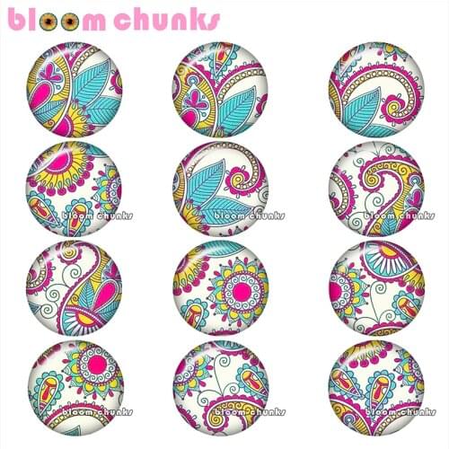 Pretty Retro pattern BohemiaRound glass cabochon jewelry flat back Making findings 12mm/18mm/20mm/25mm A7937