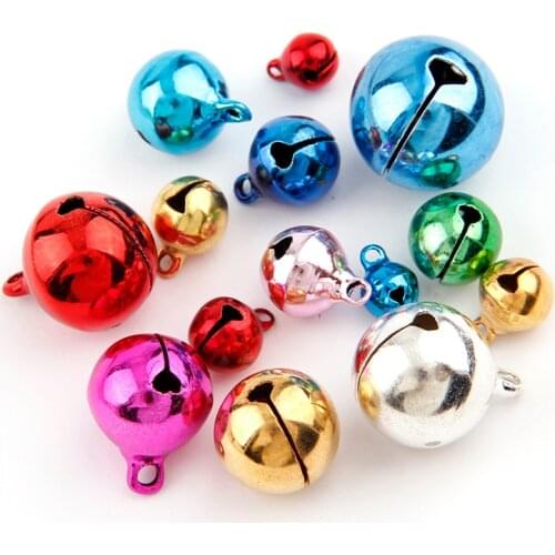 Colorful 30PC 8 Size Copper Loose Beads Small Jingle Bells Christmas Decoration Pendants DIY Crafts Handmade Accessories