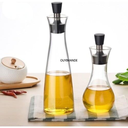 Nordic Creative Leak-Proof Glass Cruet Olive Oil Bottle Wine Condiment Sauce Storage Bottle Kitchen Cooking Tools Organizer