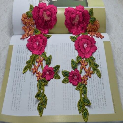 1pair/lot Size28*12cm) Sewing Floral Flower Motif Venise Lace Applique for Garment Embroidery Lace patch