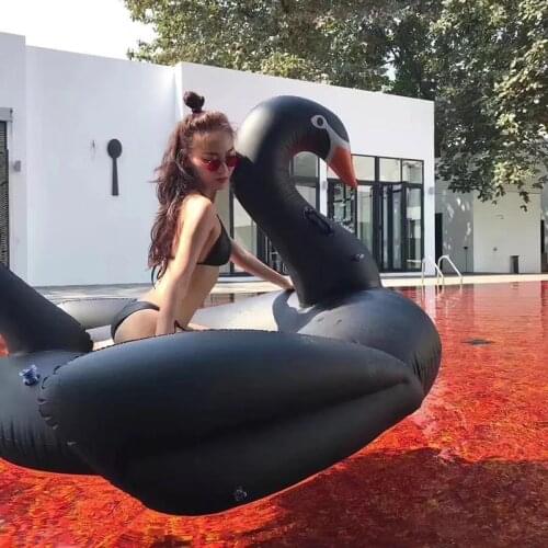 Ins Hot Black Golden Swan Giant Inflatable Pool Float Ride On Swimming Ring For Adults Summer Water Toys Boia