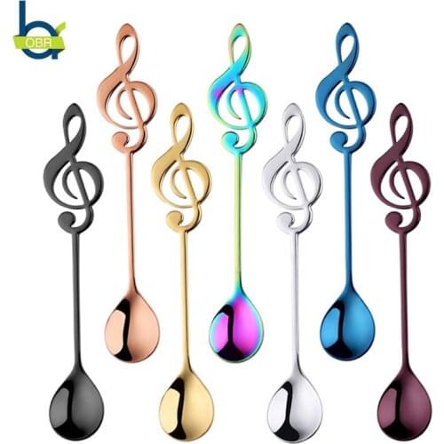 OBR Stainless Steel Music Handle Spoon Espresso Tea Stirring Mixing Serving Spoon Ice Cream Coffee Scoop Kitchen Accessories