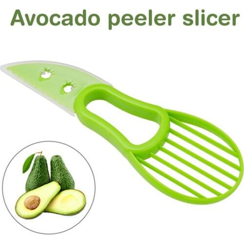 New 3 In 1 Avocado Slicer Shea Corer Butter Fruit Peeler Cutter Pulp Separator Plastic Avocado Knife Kitchen Vegetable Tools
