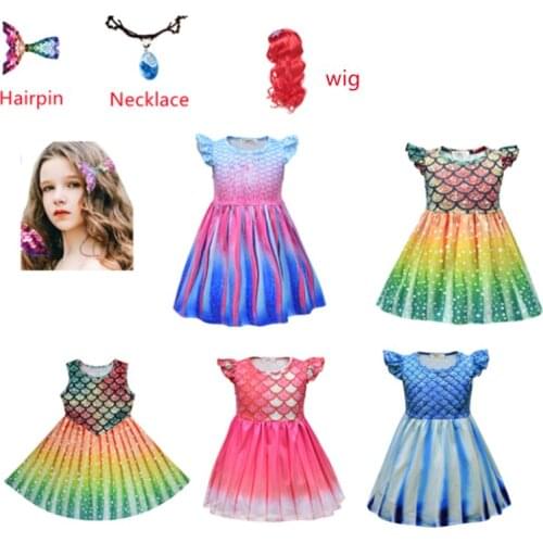 New Kids Girls Party Dress Mermaid Princess Dress Fantasy Beach Mermaid Costume Halloween Cosplay Girls Dress Birthday Gifts3-8Y