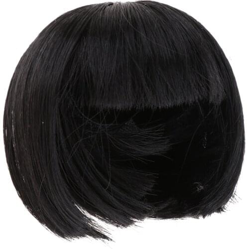 Mini BJD Doll Wigs 1/8 Curly Wigs High Temperature Synthetic Fiber Short Hairpiece Mini BJD Doll Wigs DIY Custom Supplies Black