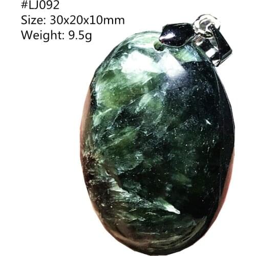 Natural Green Seraphinite Pendant Jewelry For Women Lady Men Healing Luck Gift Crystal Oval Beads Silver Gemstone Jewelry AAAAA