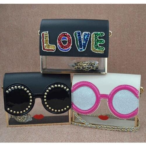 Transparent acrylic box Flap Bags For Female Chain Strap Handbags Grey Women Purse Crossbody Bags Ladies Shoulder Bags