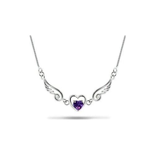 Romantic Angel Wings 925 Sterling Silver Necklaces Pendants For Women Prevent Allergy Lady Cubic Zirconia Jewelry