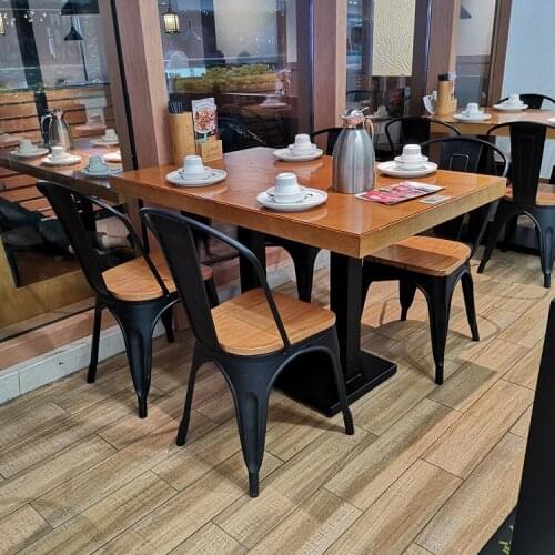 Nordic restaurant solid wood dining table restaurant table and chair combination oak table iron chair