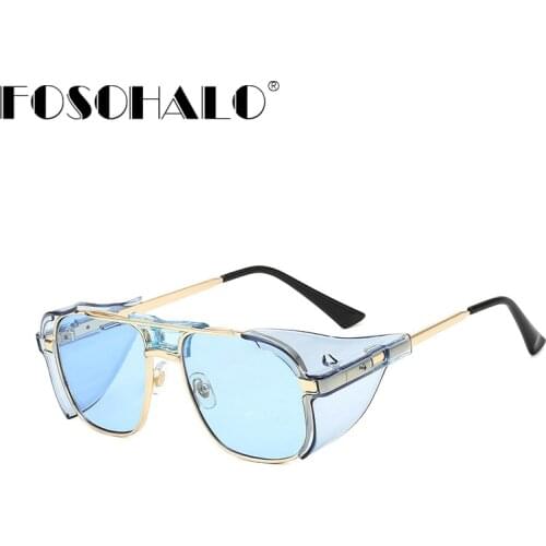 Classic Vintage Men Sunglasses Women Retro Punk Square Metal Frame Colorful Lens Sun Glasses Fashion Eyewear Gafas sol mujer