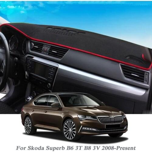 Car Styling Dashboard Avoid Light Pad Instrument Platform Cover Mats Rose For Skoda Superb B6 3T B8 3V 2008-Present LHD&RHD