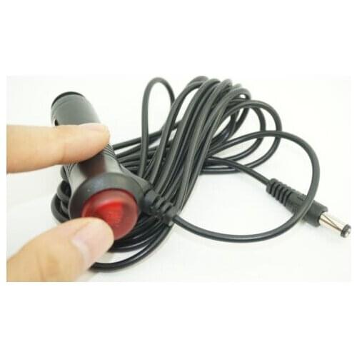 LED Fuse Male Cigarette Lighter to 5.5mm x2.1mm Male DC Plug 3M Car Charge Cable