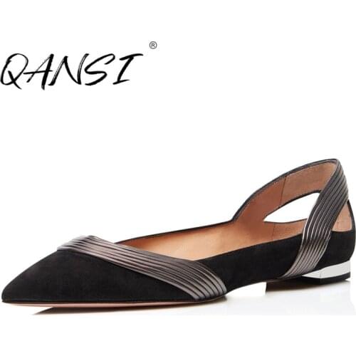 Handmade Casual Womens Black Flat Shoes Summer Comfy Flats Shoes Women Fashion Point Toe Office Lady Slip on Flat Shoes Women