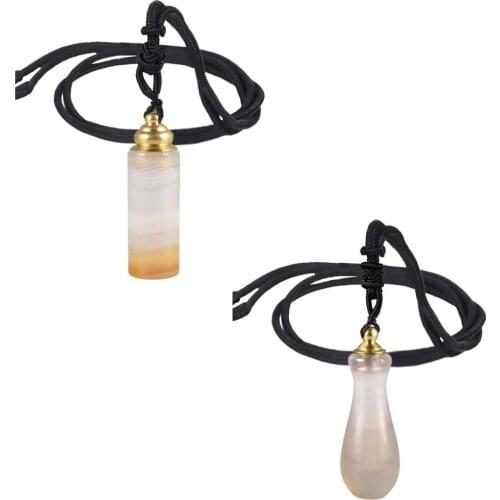 TUMBEELLUWA Onyx Cylinder Vase Shape Essential Oil Perfume Bottle Necklace Healing Crystal Pendant Reiki Women Jewelry