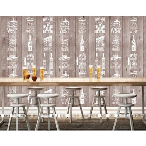 Custom vintage wallpaper, wood grain hand painted beer bottles for the living room bedroom background wall waterproof wallpaper