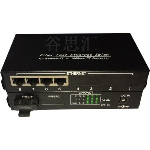 1F4E fiber POE fast ethernet switch, 1 single-mode dual-fiber optical gigabit 1000M, 4 RJ45 network SC optic transceiver POE