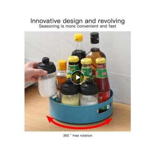 360 Rotating Storage Tray Box Spice Rack Kitchen Shelf Turntable Multifunctional Organizer 360 Degree Rotating Tray Container