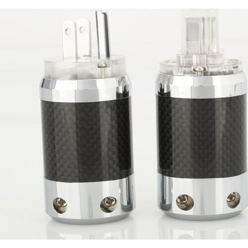 High Quality Hifi Audio Hi-End Carbon Fiber Rhodium Plated DIY AC Power Electrical Male female connector IEC US Plug