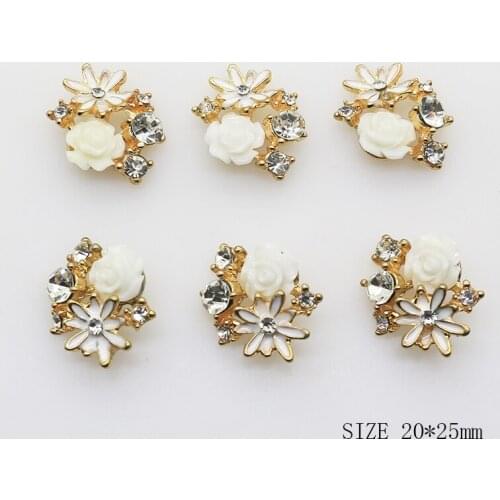 ZMASEY New 20*25mm Alloy Buttons 10Pcs/Lot Flatback Pearl Button For greeting card DIY Handwork Ribbon Decoration