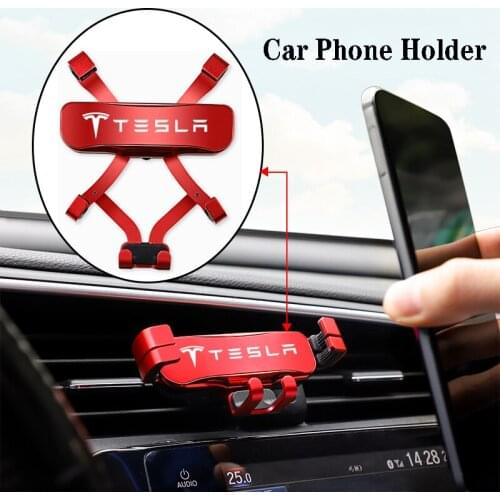 1Pcs Zinc Alloy Gravity Car Mount Mobile Phone Holder For Tesla Model S Tesla Model 3 X Y Roadster Accessories